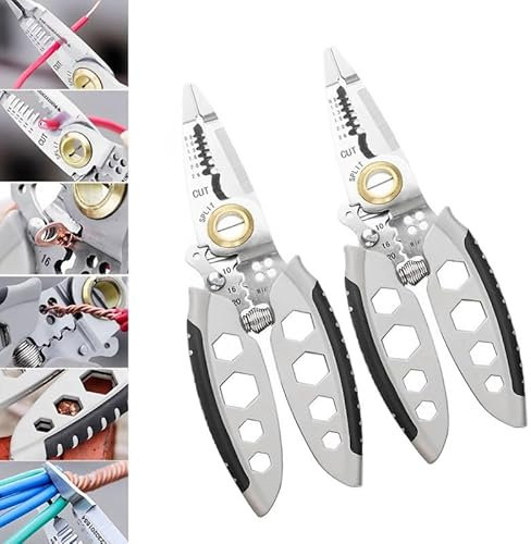 7-inch Multipurpose Wire Stripper, 2024 New 9 In 1 Wire Strippers and Crimping Tool, Heavy Duty Multi-Purpose Electrical Wire Stripping Tool for Stripping, Cutting, Professional Tool Gift (2PCS)
