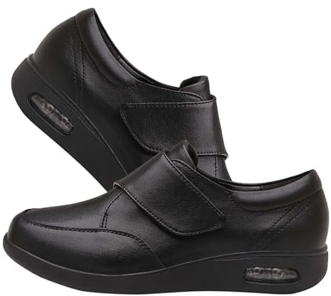 AZMAHT Zapatos Comodos Mujer pie diabetico Zapatillas con Camara de Aire Zapatillas ortopedicas Hombre Deportivas cuña Interior Mujer Zapatos Casual Mujer,Negro,43 EU