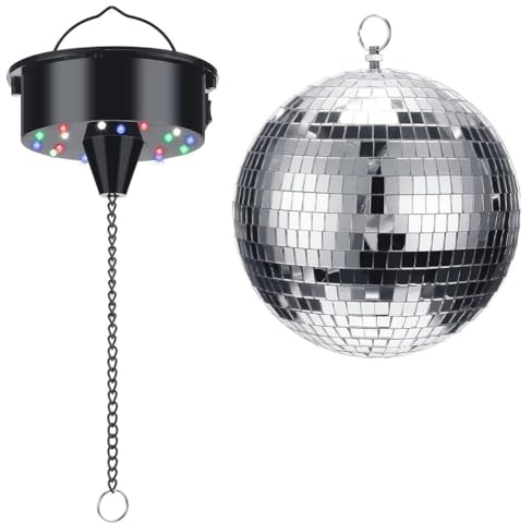 Lisher Diskokugel mit Licht und Discokugel, batteriebetrieben, Weihnachtsfeier, Partyzubehör für DJ-Clubs, einfache Installation, einfach zu bedienen