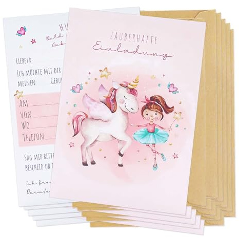 10 Einhorn Einladungskarten Mädchen Einladungskarten Kindergeburtstag | Einhorn Geburtstagseinladung mit Umschlag Geburtstag Party Einladungen Einschulung für Mädchen Kinder Geburtstagsfeier