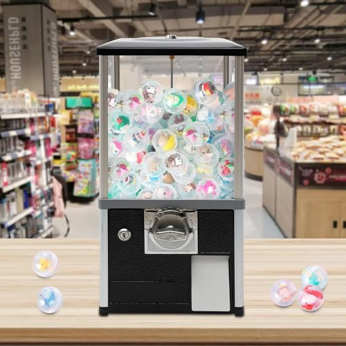 LSHFYV Máquina expendedora Comercial de Dulces, dispensador de máquina de chicles de Caramelo, máquina expendedora de cápsulas Grandes para Empresas, Bolas hinchables para Bolas de 4,5 a 5,5 cm,Black