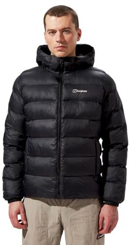 Berghaus Men's Ewden Insulated Extra Warmth Big Baffle Winter Padded Jacket | Hydroloft Insulation | Adjustable Insulated Jacket, Black/Black, XL