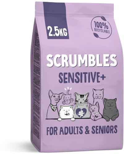 Scrumbles • Dry Cat Food • Hypoallergenic • All Lifestages • Chicken 74% • 2.5kg Bag • Joint Care • Natural Complete Adult Recipe • Gut Friendly Prebiotics & Probiotics • Gluten Free
