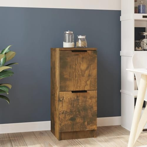 JUDYY Sideboard, Schlafzimmer Kommode, Komodenschrank, Küchenschrank, Flurkommode, Commode, Schlafzimmerkommode, Schrank, Räuchereiche 30x30x70 cm Holzwerkstoff