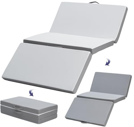 Z-hom Klappmatratze, Gästematratze, 3-teilige Faltmatratze, Dicke Schaumstoffmatratze, Faltbare Matratze, Erwachsene, Abnehmbarer und waschbarer Außenbezug (75×195×10cm-FR)