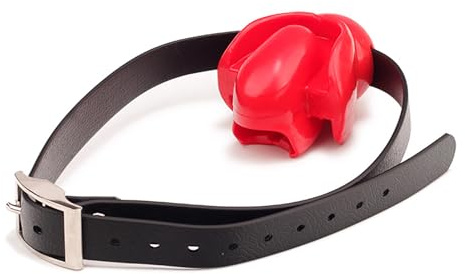 Bola de gag de boca abierta ajustable para sexo oral de silicona BDSM Fetish Gags de esclavitud y bocadillos Juguetes sexuales adultos con dispositivo de restricciones de esclavos (Red)