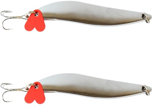 PRO FILSTAR Asymmetrisch Forellen Spoon Silber Set 2Stk 8,5cm Forellenköder | Drillingshaken - Blinker Forelle & Raubfisch Angeln Köder Set - Wels & Hecht Fischköder - Kunstköder – Wobbler