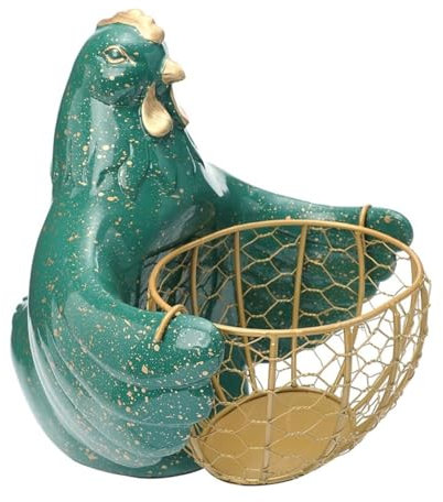 Canasta De Huevos De Gallina Cesta De Recolección De Huevos De Granja De Metal con Diseño En Forma De Pollo, Cesta De Recolección De Huevos De Decoración De Granja(Grün)