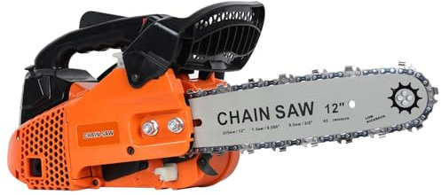 yifaeux 25.4cc Gas Kettensäge, 2-Takt Tragbare Kettensäge, Handheld High-Power Logging Säge, Home Gas Kleine Gartensäge, Maximales Drehmoment 9800RPM Benzin Kettensäge Orange