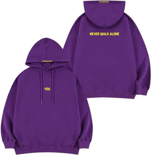 KPOP Jimin with You Felpa con Cappuccio Jimin Hoody You Never Walk Alone Pullover Felpa, Porpora, L