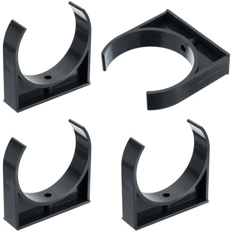 sourcing map 4Pcs PVC Water Pipe Clamps Clips, U-Shaped Tubing Hose Buckles, Irrigation Tube Holder for 110mm OD for TV Trays Tubing Hose Hanger Support Tubing, Black