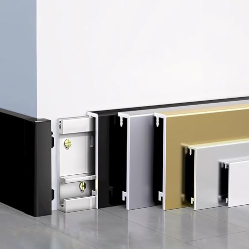 Raouoae Küchen-Sockelleisten Aus Aluminium 125 cm* 4 Stück Hochwertige Zierleisten Für Wand Und Boden Einfache Installation Moderne Aluminium-Wandleisten Für Fußleisten(Gray B,Width: 40 mm)