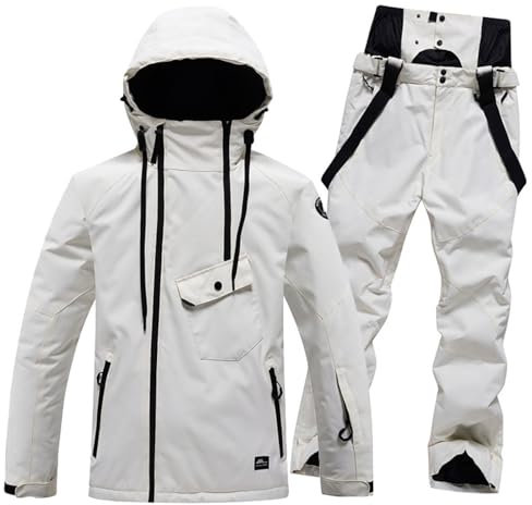 Sunnyuk Pantaloni Snowboard Uomo, Giacca Snowboard Uomo Tuta Intera Impermeabili Salopette da Sci da Snowboard Completo Termico da Neve Curvy Taglie Forti Invernale Elegante