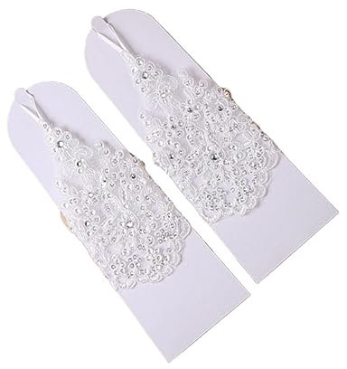 BESPORTBLE 1Paar Brauthandschuhe Spitze Kurze Mit Blumenspitzen Hochzeitszubehör Weiß Freie Für Damen