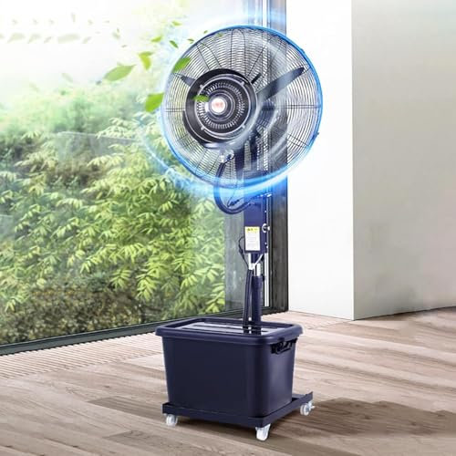 42L Bucket Portable Misting Fan, 3 Strong Winds Fans Misters Air Circulator For Garden Parties,Outdoor Indoor Cooling, Industrial Pedestal Standing Fan For Job Site(550mm/22in)