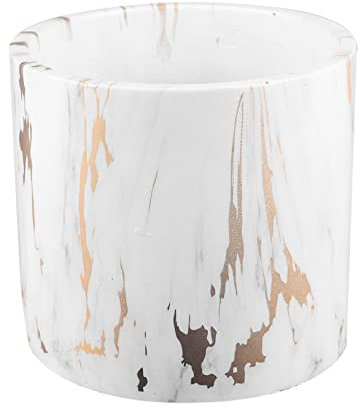 HAKIDZEL Pot De Fleurs en Céramique Grand Format pour Plantes Succulentes, Jardinière Ronde en Marbre Blanc, Décoration Intérieur Bureau, Pot Moderne Et Solide