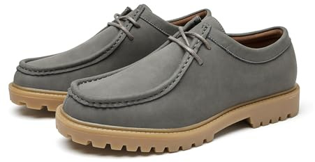 Allthemen Mocassin Homme Casual Classique Chaussure Oxford à Lacets Vintage Derby Basse Travail Gris 44