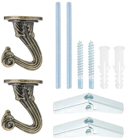 PATIKIL Ganchos Colgantes, 2 Piezas Ganchos De Techo Resistente Con Hardware Instalación Colgadores De Pared Para Colgar Plantas Lámparas De Araña, Bronce
