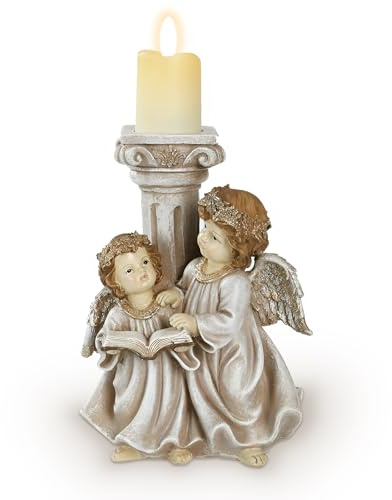 Tuzsocr Betende Engelsfigur,Engel Figuren LED-Licht, Harz Beleuchteter Engelsstatue,Weihnachtsengel Kerzenständer mit Flügel,Deko für Außen und Innen,Zuhause,Hochzeit,Weihnachten,Grabschmuck (Stil 2)