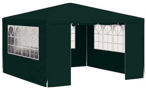 Tonnelle de Jardin, Tente de Réception Pavillon Barnum de Jardin et parois latérales 4x4 m Vert 90 g/m²