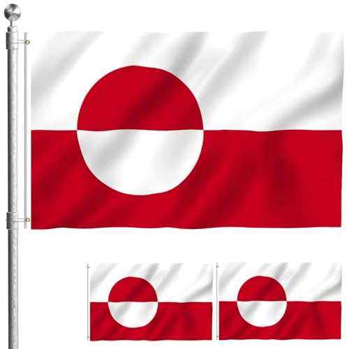 fkngcp 2pcs Greenland Drapeau 3x5 Flag en Polyester en Polyester Vibrant et en Phase de fondu avec des gromments pour la journée Nationale, événement Sportif