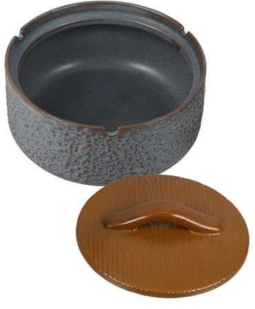 ULDIGI Vintage Ceramic Ashtray with Lid Portable and Easy to Clean Retro Style for Desktop and Living Room Use