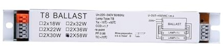 balasto electrónico Balasto de lámpara fluorescente electrónico Adaptable T8 de 2x1 8/30/58W de ancho, luz fluorescente instantánea rápida, envío directo(58W)