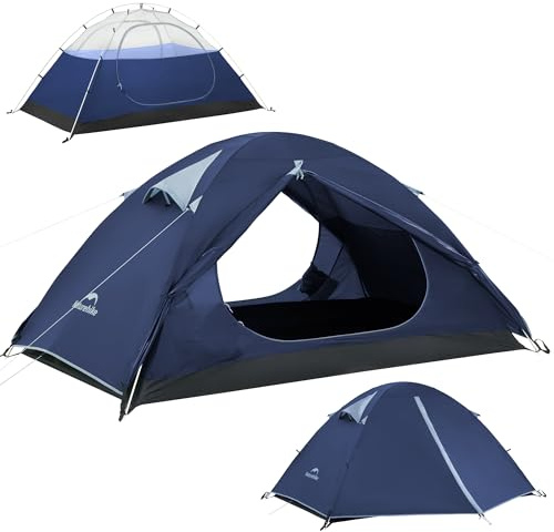 Naturehike Bleik Tienda de campaña ultraligera con cúpula impermeable (3000 mm) para 2-3 personas, tiendas de campaña ligeras para acampar, senderismo y senderismo (Azul/2 personas)