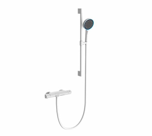 Miscelatore Lavabo Bagno Rubinetto per Vasca a Cascata con Termostato Rubinetto per Doccia Miscelatore A Parete Bianco Doccia con Doccetta