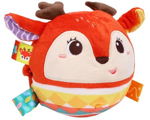 RASTKY Baby-Rasselspielzeug aus Weichem Plüsch mit Knistergeräusch für Neugeborene, Multisensorisches Stimulationsspielzeug für die Visuelle, Taktile und Auditive Entwicklung, Grifffreundliches (Reh)
