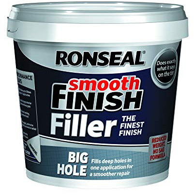 Ronseal Smooth Finish Fller Big Hole 1.2L | Strong filler for durable repairs. Can be sanded, painted, stained or varnished when dry.