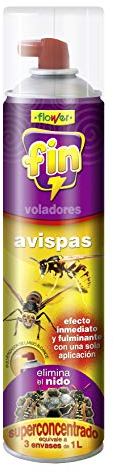 FLOWER Insecticida Avispa Asiática Exterior Largo Alcance 5 Metros | Spray 600 ML Repelente Avispones, Nidos de Avispas y Avisperos Súper Concentrado | Eliminación Inmediata Avispas (PACK 1 UNIDAD)