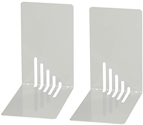 Wedo 1021037 Buchstütze (aus Metall, 14 x 8,5 x 14 cm) 2 Stück, lichtgrau