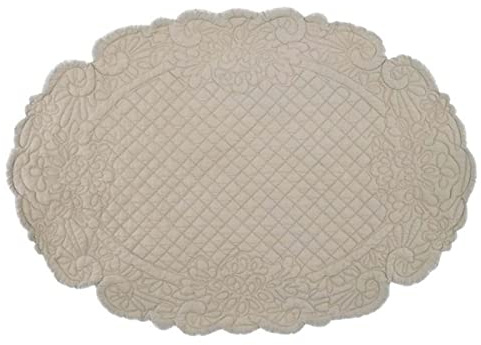 Blanc Mariclò Platzdeckchen-Set, oval, Shabby-Chic-Stil, Deckchen, Untersetzer, gesteppt, Beige, Kollektion Carmen