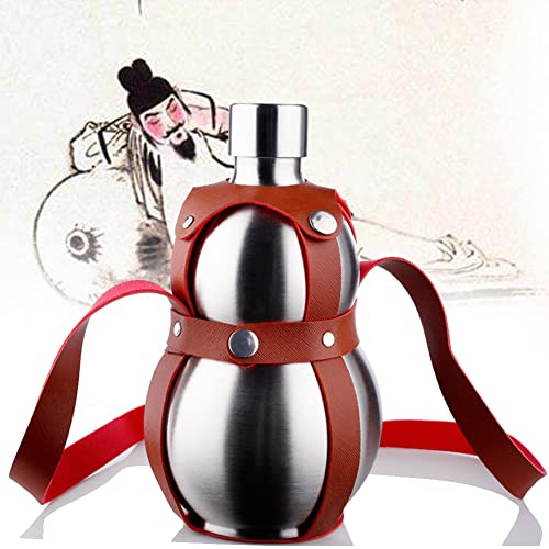 Flasque portable pour homme, bouteille de vin avec sangle et drapeau, bouteille d'eau de voyage en plein air, cadeau de whisky, 500 ml