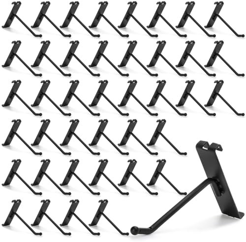 Mezchi 40 Pack Gridwall Hooks, 10CM Gridwall Accessories, Metal Slat Wall Hanging Display Hooks for Grid Wall Panel, Organization, Black