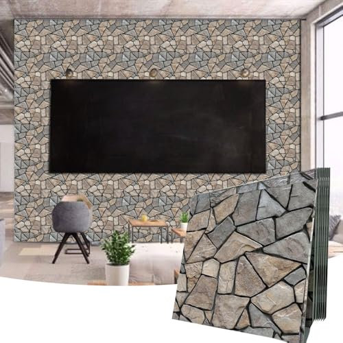 szgwtk 3D Self Adhesive Wall Panels,10 Pcs 3D Faux Brick Wall Panels -11.8X11.8,PVC Tiles Backsplash DIY Brick Wallpaper Tile for Bedroom, Living Room, Kitchen, Fireplace