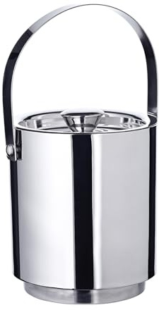 EDZARD Eiseimer Seattle (3,2 L, Höhe 16 cm) Edelstahl hochglanzpoliert | Eiswürfelbehälter, mit Deckel und Einsatz, Eisbehälter, doppelwandig, Barzubehör, Partydeko, Sektkühler, Gastronomie