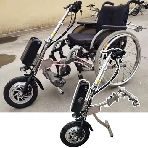 500W Rollstuhlzugvorrichtung, elektrische Handbike-Rollstuhlbefestigung (manuell→elektrisch) / Reichweite: 85 km, 3 Geschwindigkeiten/mit Frontlicht und Stoßdämpfersystem, B