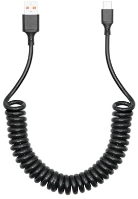 Cavo di estensione a spirale USB 2.0 A maschio a tipo C maschio 66 W, ricarica veloce e trasferimento dati per smartphone, tablet e altri dispositivi con porta USB tipo C