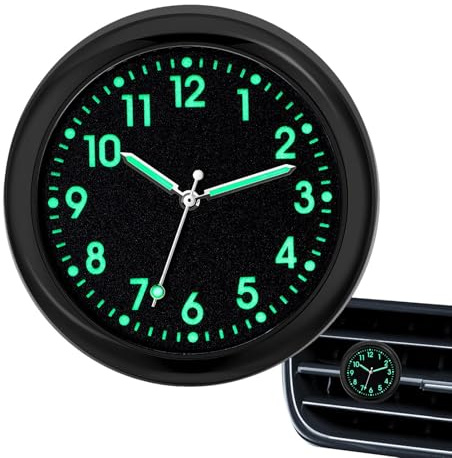 Reloj de Coche, Reloj Luminoso Reloj Analógico de Cuarzo para Salpicadero de Coche Reloj, Reloj de Salpicadero de Vehículo, Reloj de Coche con Clip de Ventilación de Aire(luminoso digital negro)