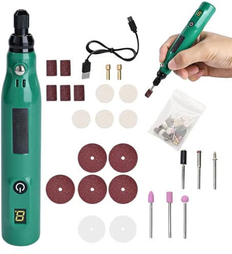 Graveringspenna, bärbara roterande verktyg med USB-laddning, bärbar borr, elektrisk snideriskärare med flera hastigheter, slipmaskin, slipmaskin, polermaskin, minienhet för modellering D