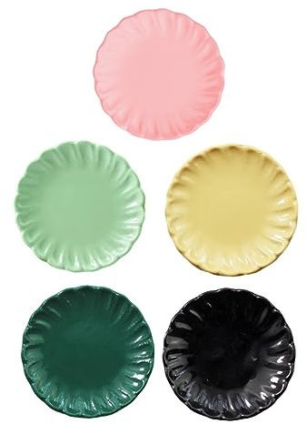 TOYANDONA Set de 5 Platos de Resina para Casa de Muñecas, Accesorios de Cocina de Juguete Compactos Delicada Elaboración para Niños