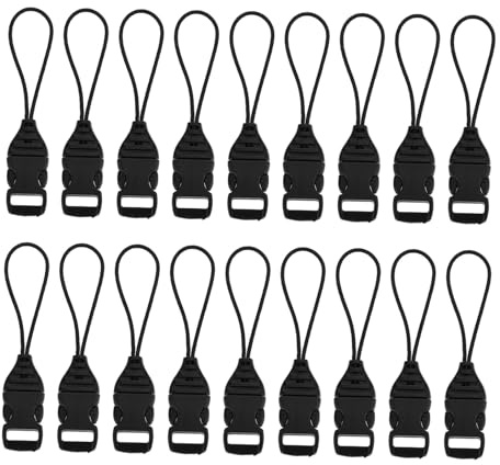 SHINEOFI Lot de 20 Boucles Détachables Miniatures Noires en Abs et Nylon, Compatibles Divers Tissus, pour Paquet et Vêtements en Extérieur