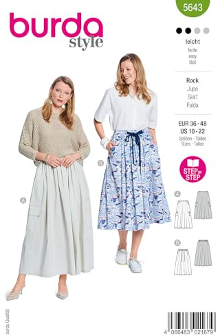 burda style Papier-Schnittmuster Damen Midi-Röcke #5643 Gr. 36-48 Nählevel: leicht