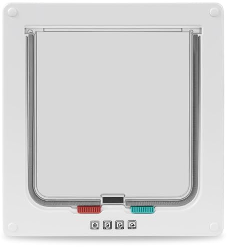 Hachacha Cat Door Flap for Exterior/Interior Door, Size M | Easy DIY Install on Doors, Windows or Walls, Durable & Weatherproof, Quiet Magnetic Flap, Security Lock