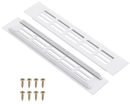 PATIKIL 2 Pcs Cubierta De Rejilla De Ventilación Para Puerta, 10 x 1.7 (Dimensiones Exteriores) Pulgadas Rejilla De Ventilación De Aluminio Con Persiana Rectangular Para Zócalo
