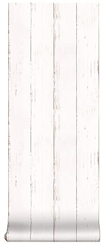 Superfresco Easy Papier peint intissé Bois effet lazure 1005 x 52cm Blanc | Revêtement Mural, Tapisserie | Ambiance Facile à poser et à enlever