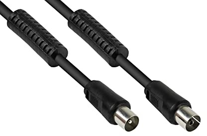 Good Connections Cavo antenna satellitare TV – spina coassiale su presa coassiale, 2 filtri di alimentazione (nucleo di ferrite), doppia schermatura, misura dello schermo > 95 dB – nero, 50 m