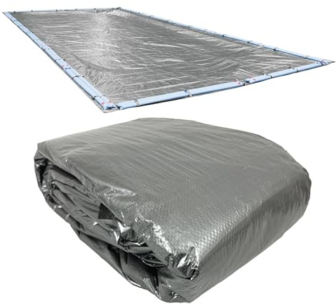 Robelle 551224R-ROB Pool Cover for Winter, Dura-Guard Silver, 12 x 24 ft Inground Pools